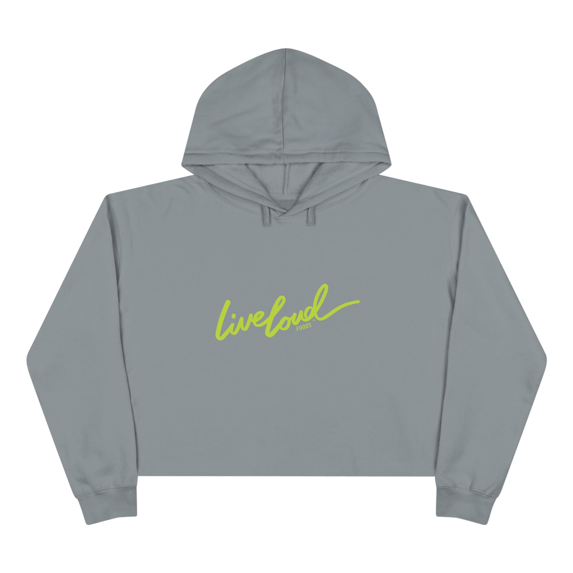 Live Loud Crop Hoodie - Stylish Black Hooded Sweatshirt for Inspirational Vibes